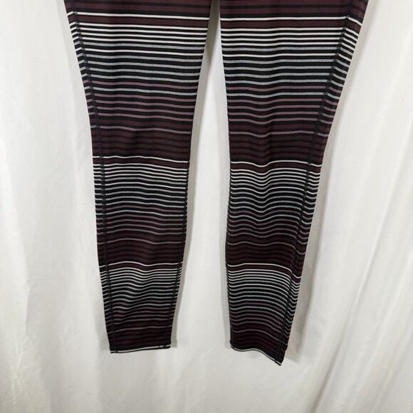 Athleta leggings Women's medium Purple Pink Striped Pull On High Rise - Picture 3 of 10